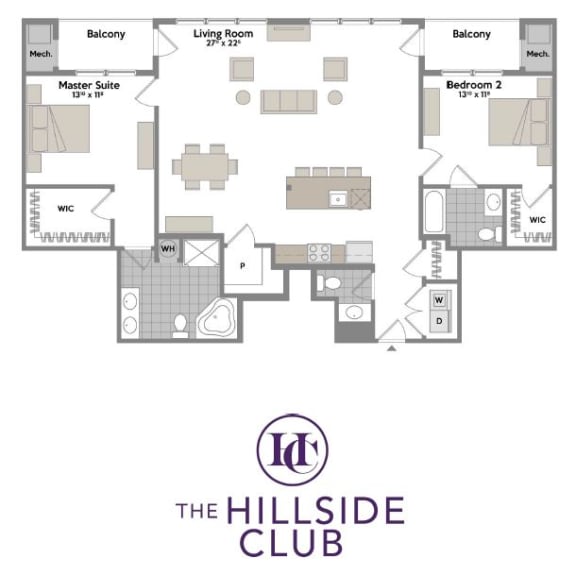 Floor Plans of Hillside Club in Livingston, NJ